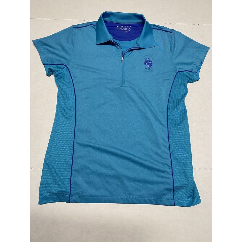 Peter Millar‎ Blue Polo Tank Top  Zip Up Golf Tennis Large UPF 50+ Pablo Creek